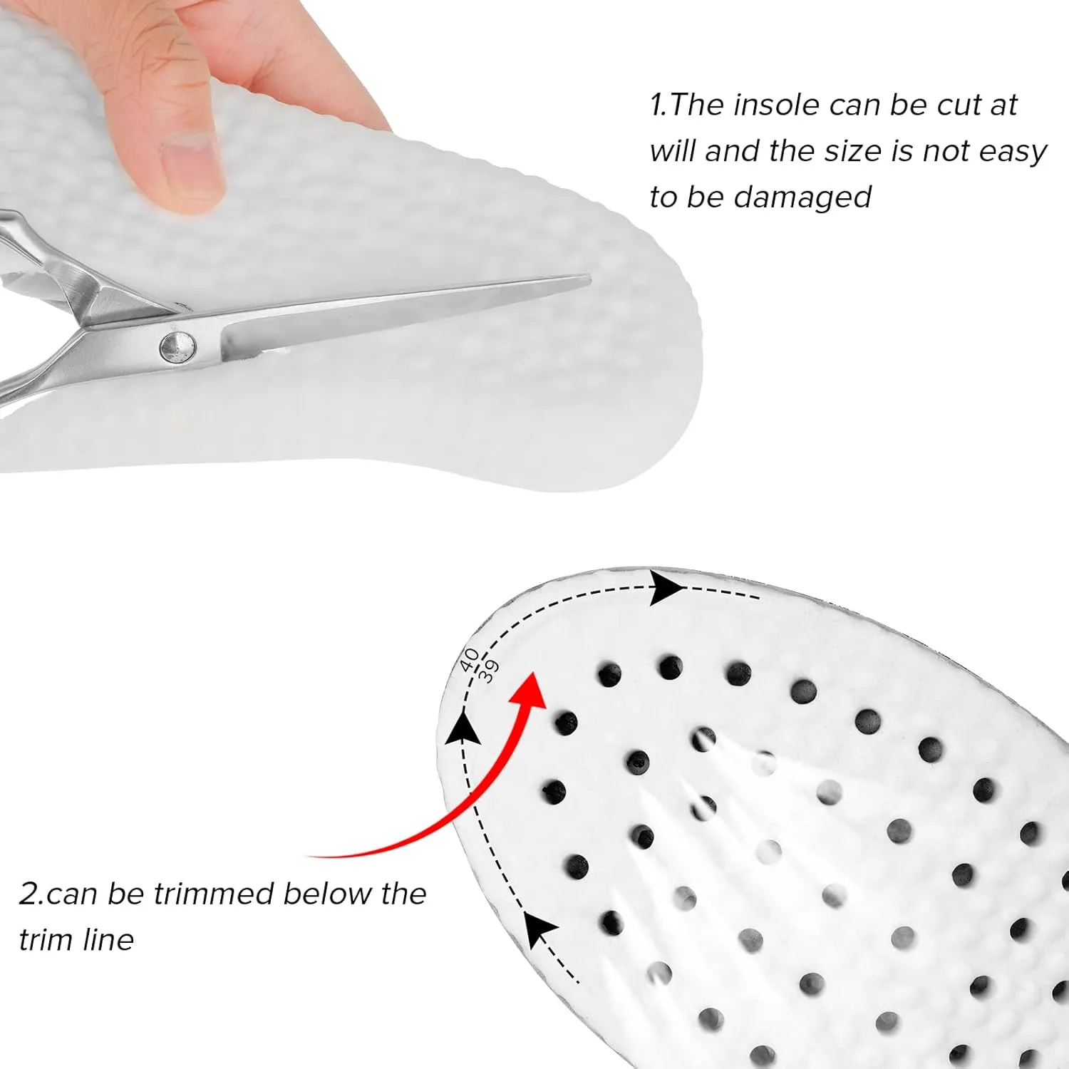 1 Pairs Memory Foam Shoe Insoles, Shock Absorption Inserts Arch Support Cushioning Sports Insoles Soft Comfortable Replacement Insoles for Men Women