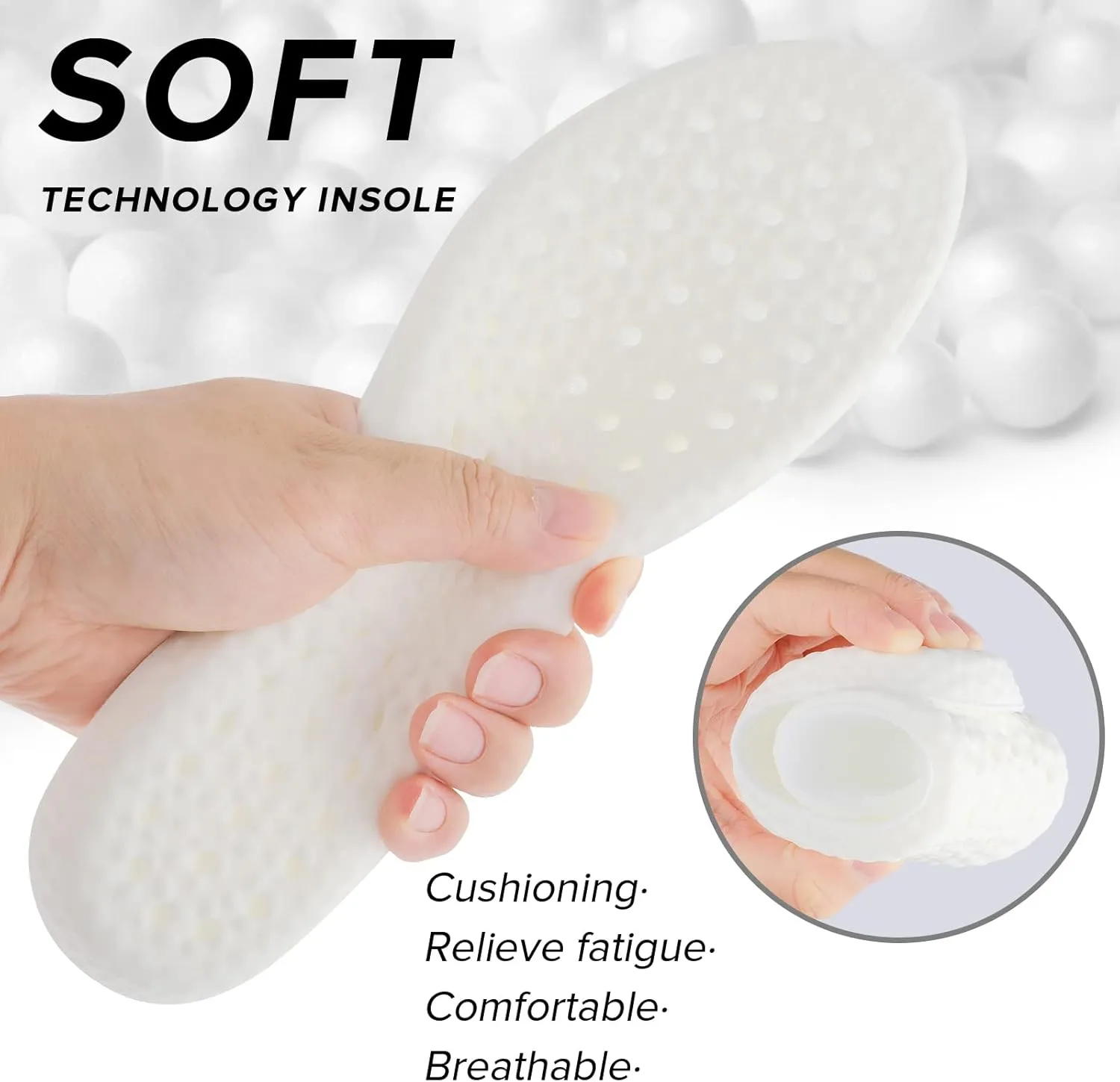 1 Pairs Memory Foam Shoe Insoles, Shock Absorption Inserts Arch Support Cushioning Sports Insoles Soft Comfortable Replacement Insoles for Men Women