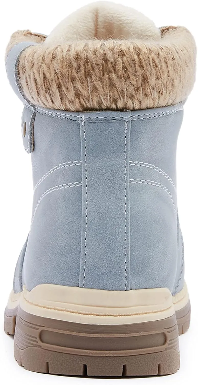 ANJOUFEMME Casual Winter Hiking Boots For Women - Womens Outdoor Snow Ankle Boots Waterproof Lightweight Lace up Fur Lined Walking Hiking Shoes