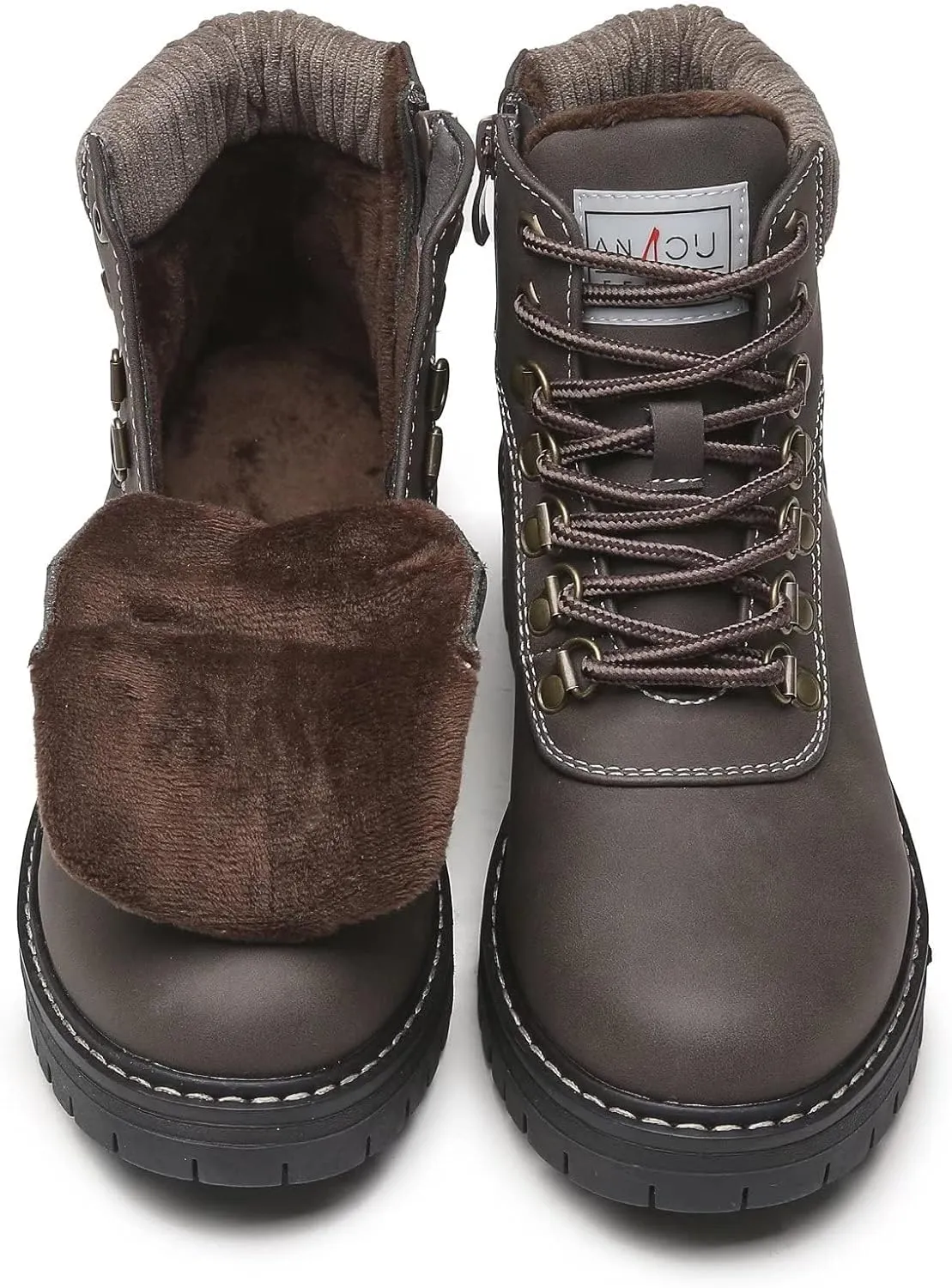 ANJOUFEMME Work Winter Hiking Boots For Women - Womens Snow Outdoor Casual Lace up Ankle Boots Waterproof Lightweight Warm Backpacking Walking Hiking Shoes