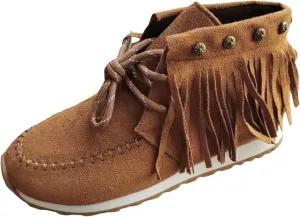 Ankle Boots for Women Flat Side Zip Vintage Womens Cowboy Boots Round Toe Fringe Buckle Straps Studded Western Cowboy Shoes