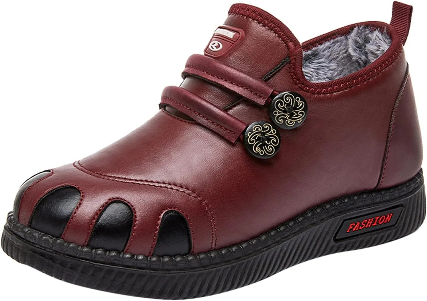 Ankle Boots Women WaterProof Winter Snow Boots for Women Cassic Warm Fur Lined Round Toe Flat Heel Fashion Sneakers Comfortable Shoes for Women Slip On Leather Loafers Soft Sole Arch Support