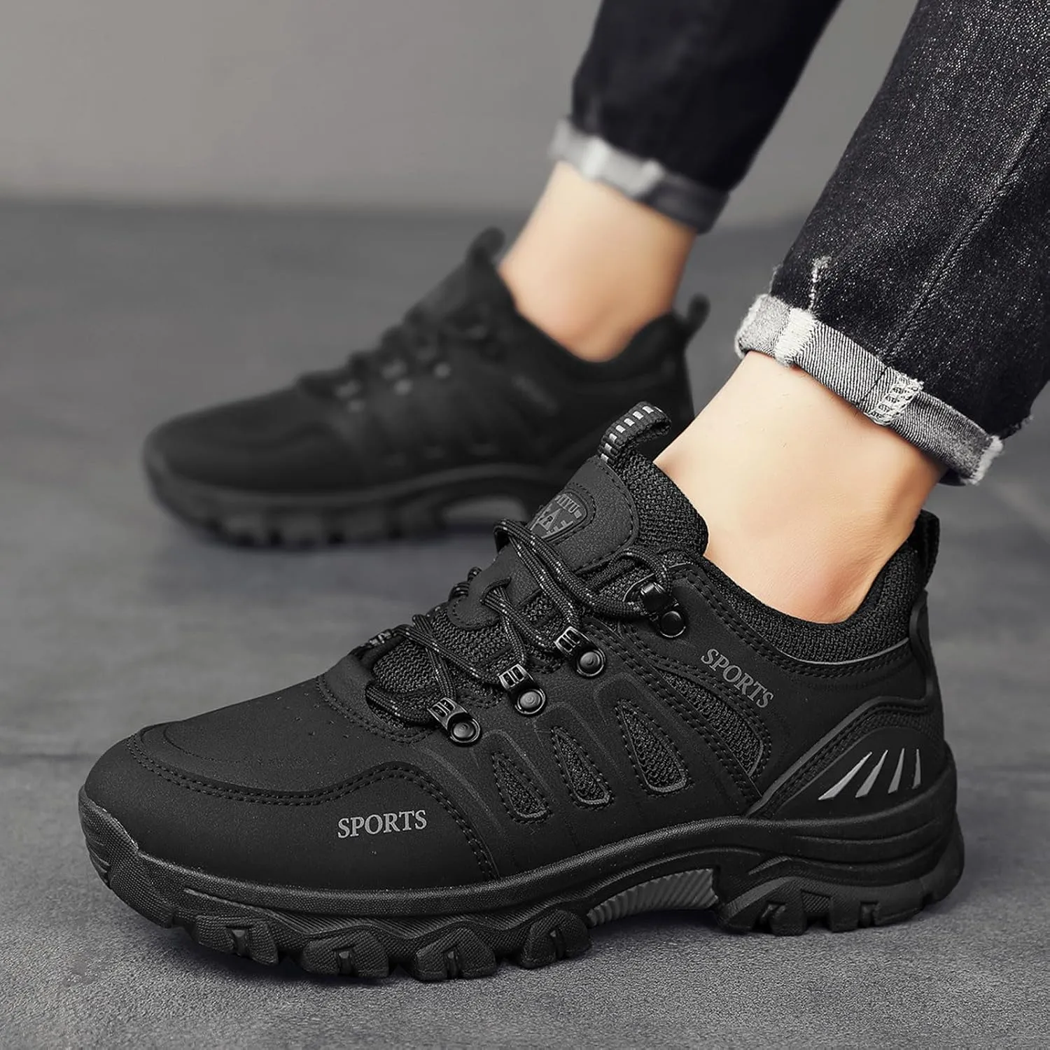 Arch Support Hiking Shoes for Men Breathable Casual Comfortable Walking Sneaker Lightweight Work Shoes for Men