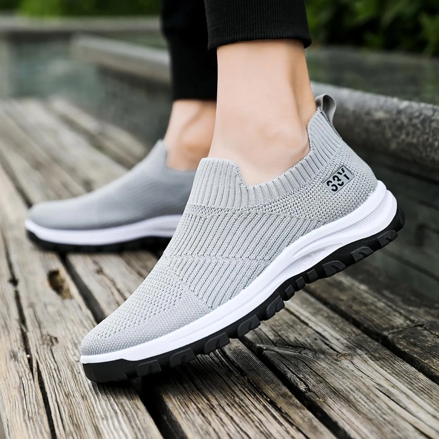 Arch Support Hiking Shoes for Men Lightweight Sport Gym Jogging Walking Sneaker Convenient Elderly Slip on Shoes