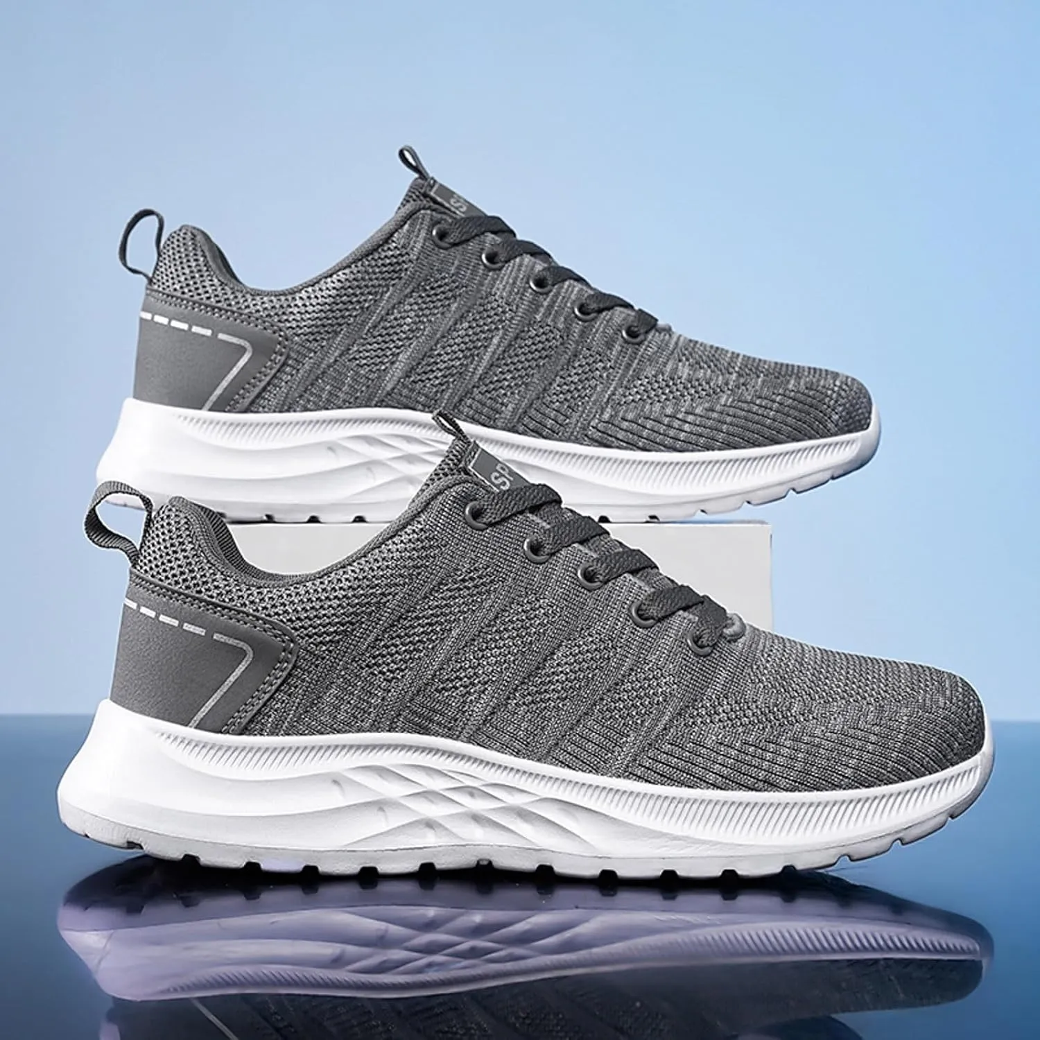 Arch Support Walking Shoes for Men Lightweight Breathable Walking Shoe Gym Tennis Soft Flat Soled Elderly Shoes