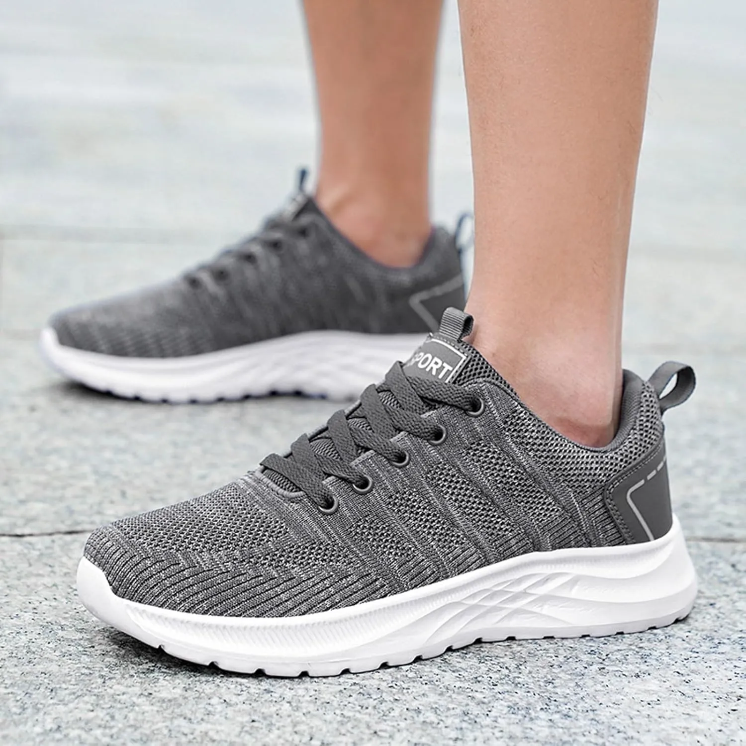 Arch Support Walking Shoes for Men Lightweight Breathable Walking Shoe Gym Tennis Soft Flat Soled Elderly Shoes