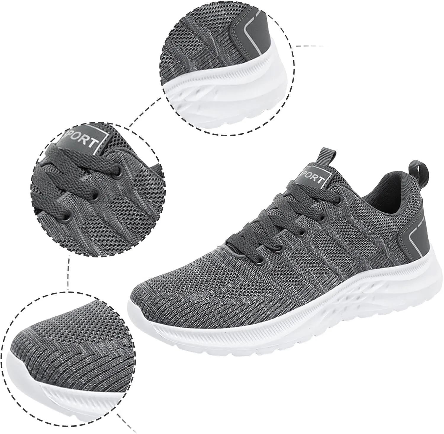Arch Support Walking Shoes for Men Lightweight Breathable Walking Shoe Gym Tennis Soft Flat Soled Elderly Shoes