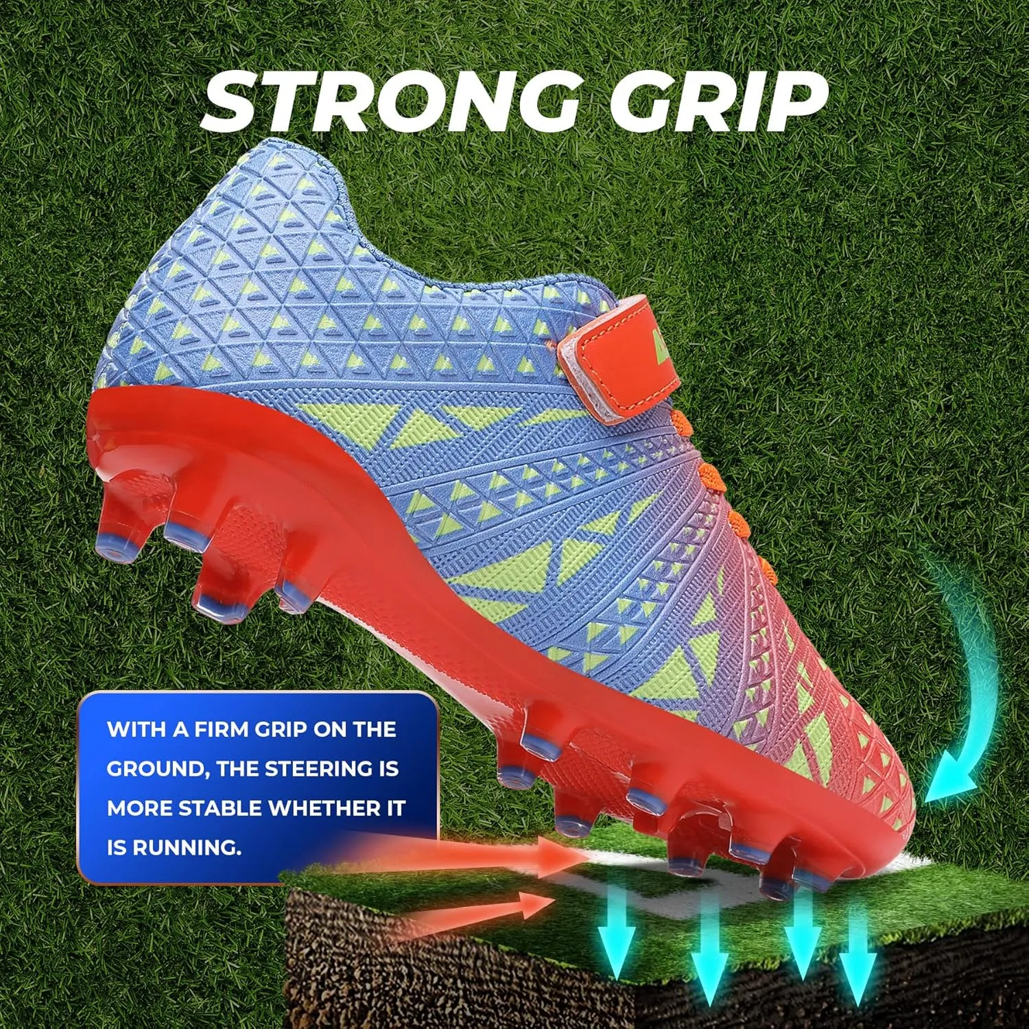 ASHION Kids Soccer Cleats Boys Girls Soccer Shoes Firm Ground Football Shoes for Indoor Outdoor Size (Little Kid/Big Kid)