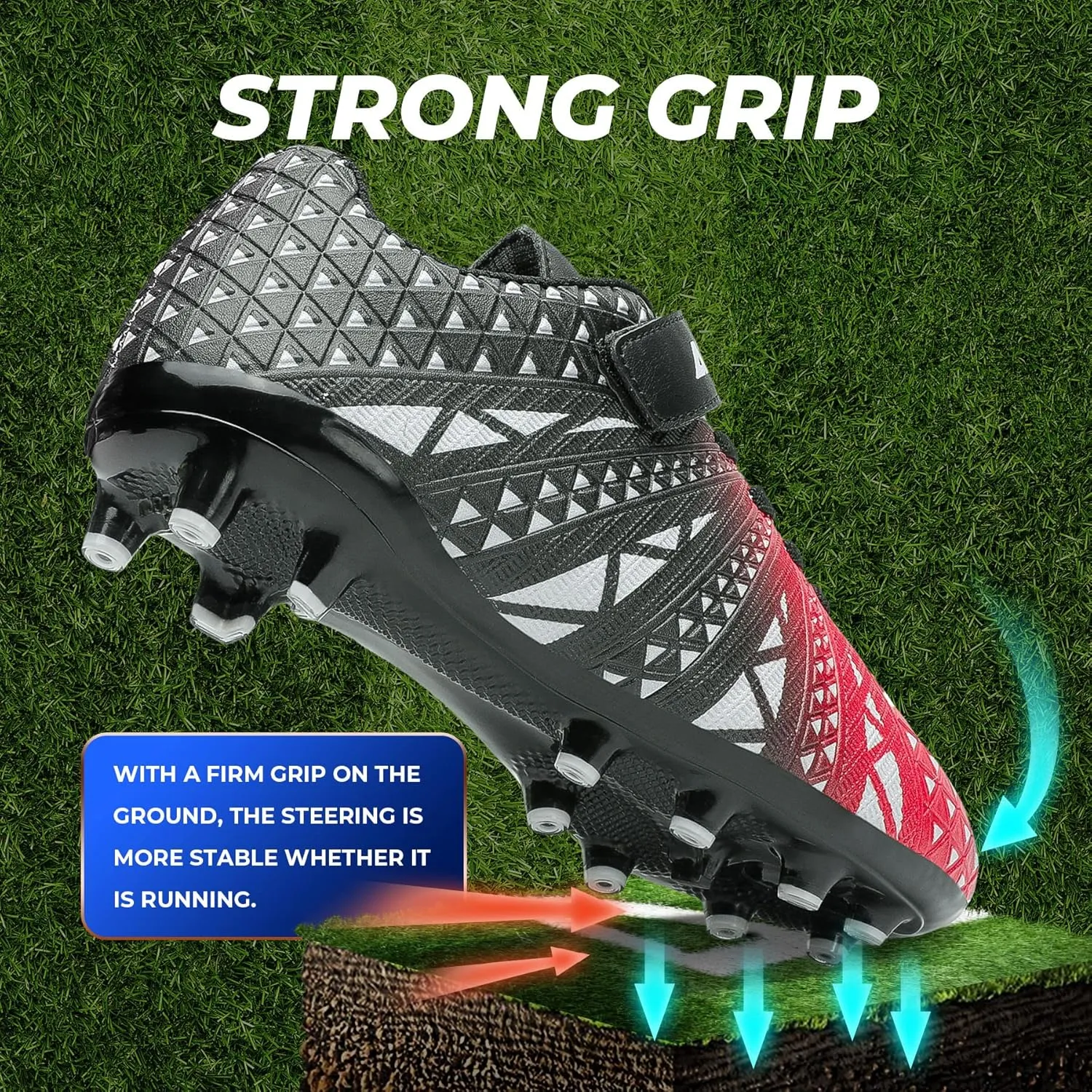 ASHION Kids Soccer Cleats Boys Girls Soccer Shoes Firm Ground Football Shoes for Indoor Outdoor Size (Little Kid/Big Kid)