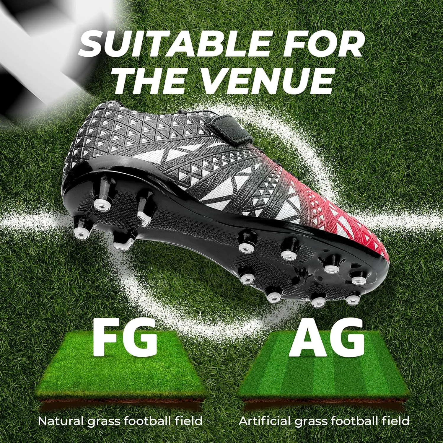 ASHION Kids Soccer Cleats Boys Girls Soccer Shoes Firm Ground Football Shoes for Indoor Outdoor Size (Little Kid/Big Kid)