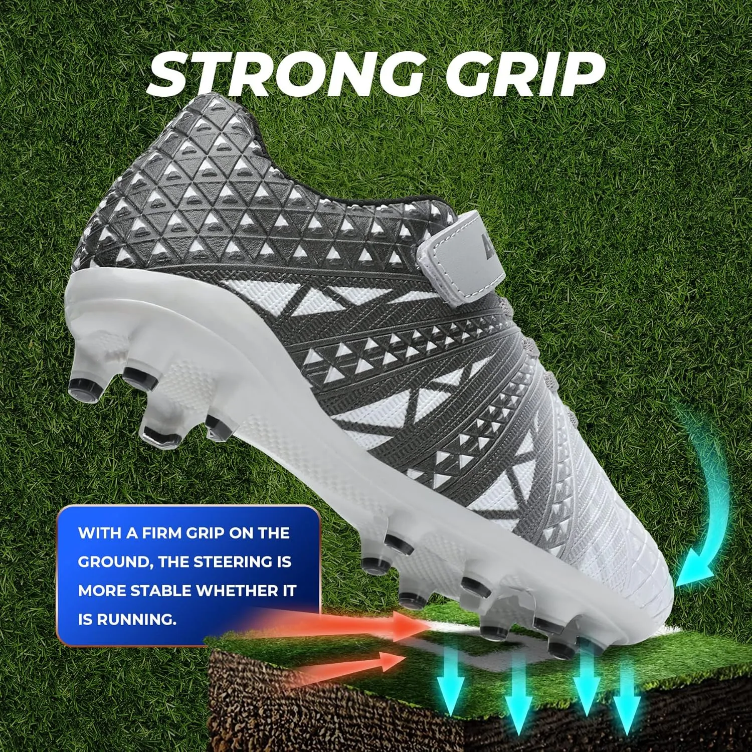 ASHION Kids Soccer Cleats Boys Girls Soccer Shoes Firm Ground Football Shoes for Indoor Outdoor Size (Little Kid/Big Kid)