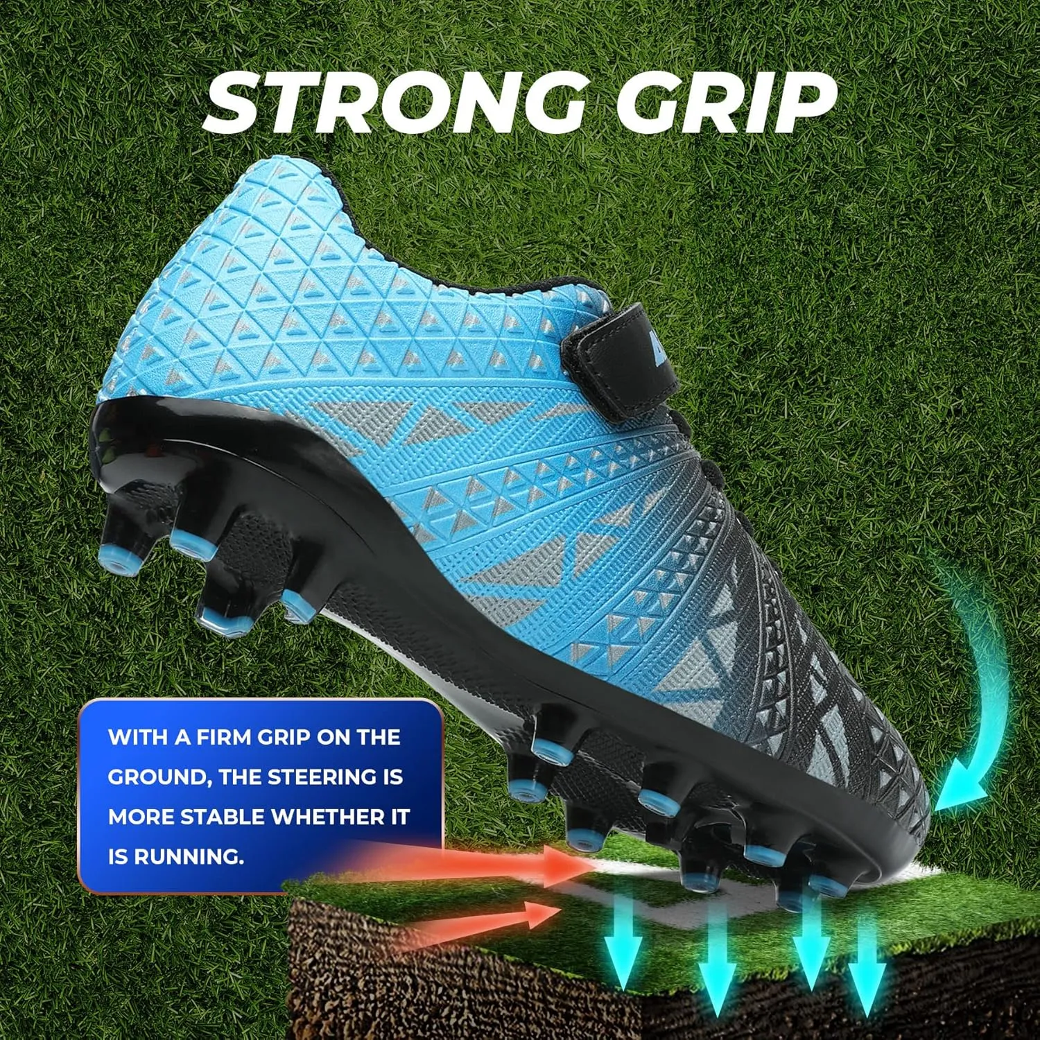 ASHION Kids Soccer Cleats Boys Girls Soccer Shoes Firm Ground Football Shoes for Indoor Outdoor Size (Little Kid/Big Kid)