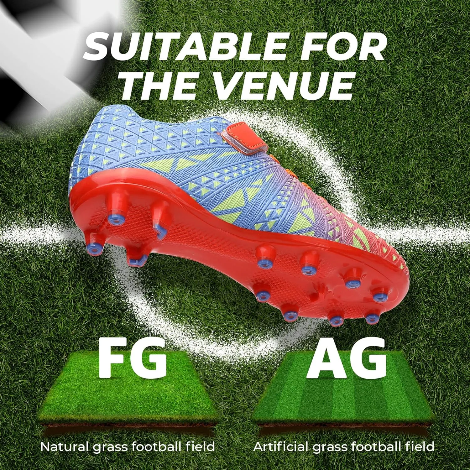 ASHION Kids Soccer Cleats Boys Girls Soccer Shoes Firm Ground Football Shoes for Indoor Outdoor Size (Little Kid/Big Kid)
