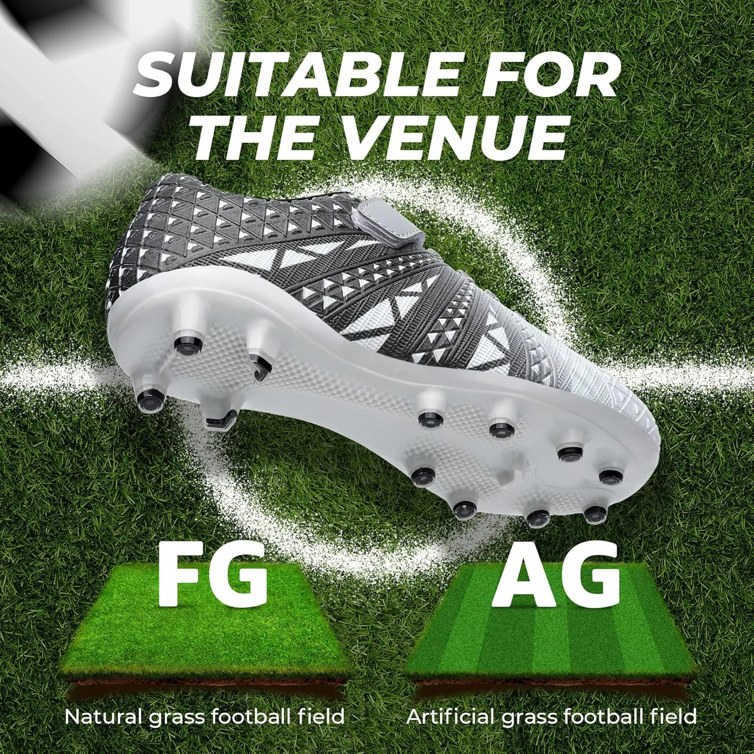 ASHION Kids Soccer Cleats Boys Girls Soccer Shoes Firm Ground Football Shoes for Indoor Outdoor Size (Little Kid/Big Kid)