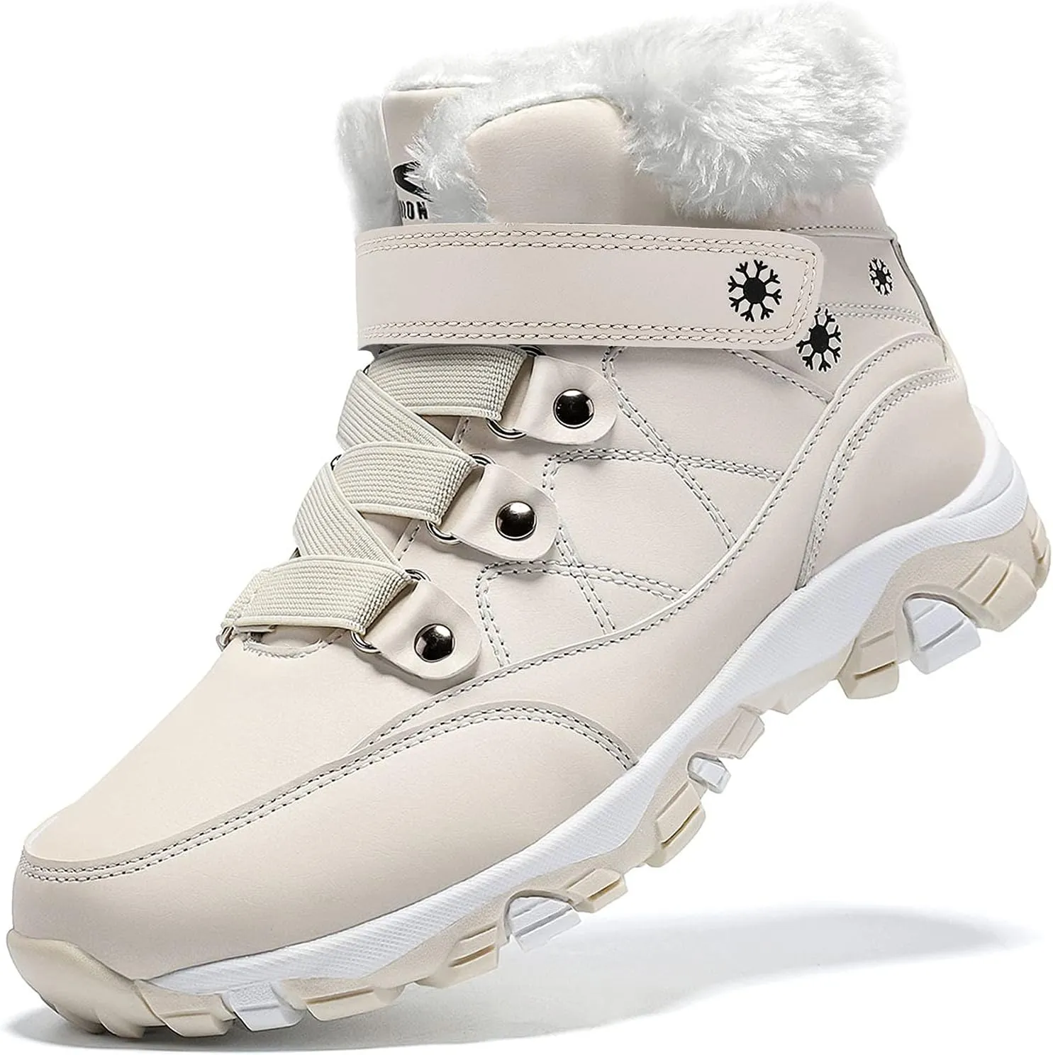 ASHION Womens Snow Boots Warm Fur Lined Winter Boots Comfortable Ankle Booties Outdoor Hiking Boots for Women
