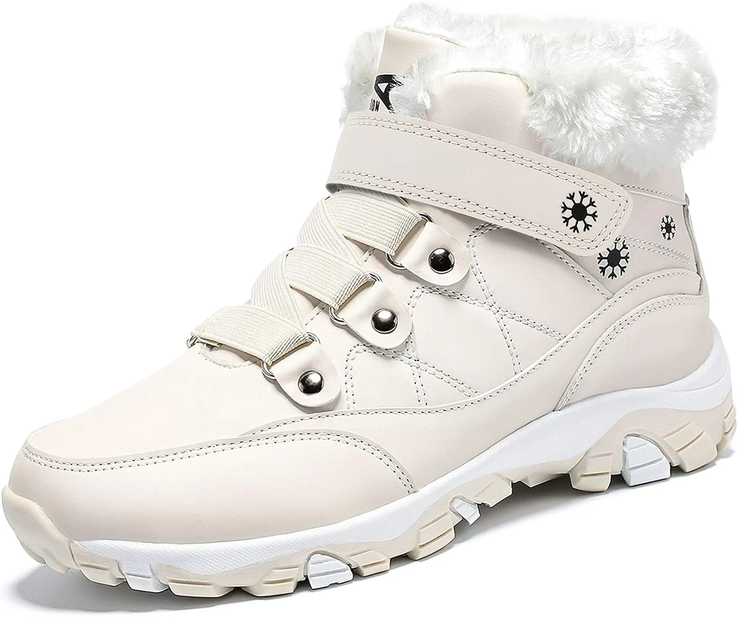 ASHION Womens Snow Boots Warm Fur Lined Winter Boots Comfortable Ankle Booties Outdoor Hiking Boots for Women