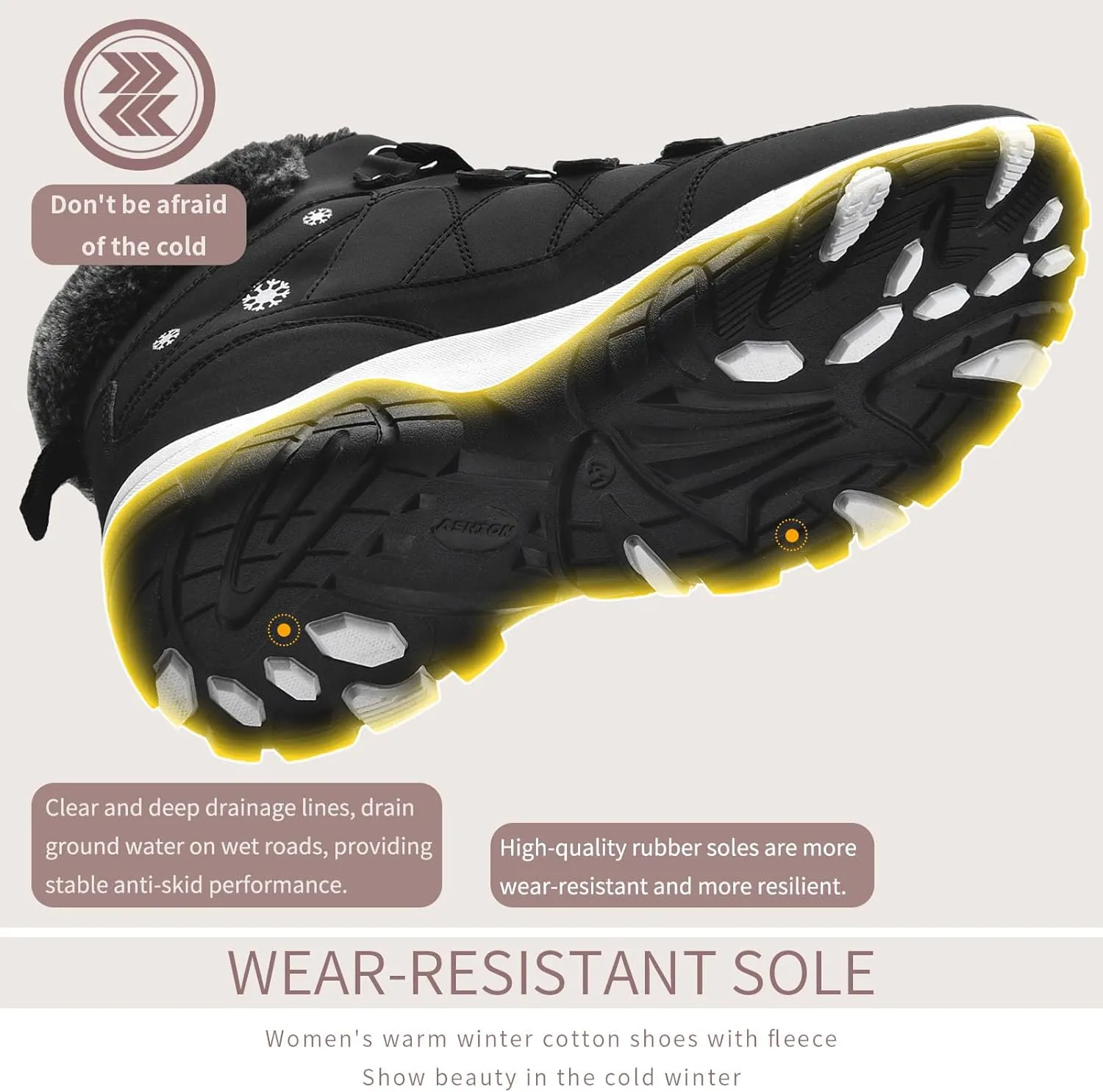 ASHION Womens Snow Boots Warm Fur Lined Winter Boots Comfortable Ankle Booties Outdoor Hiking Boots for Women
