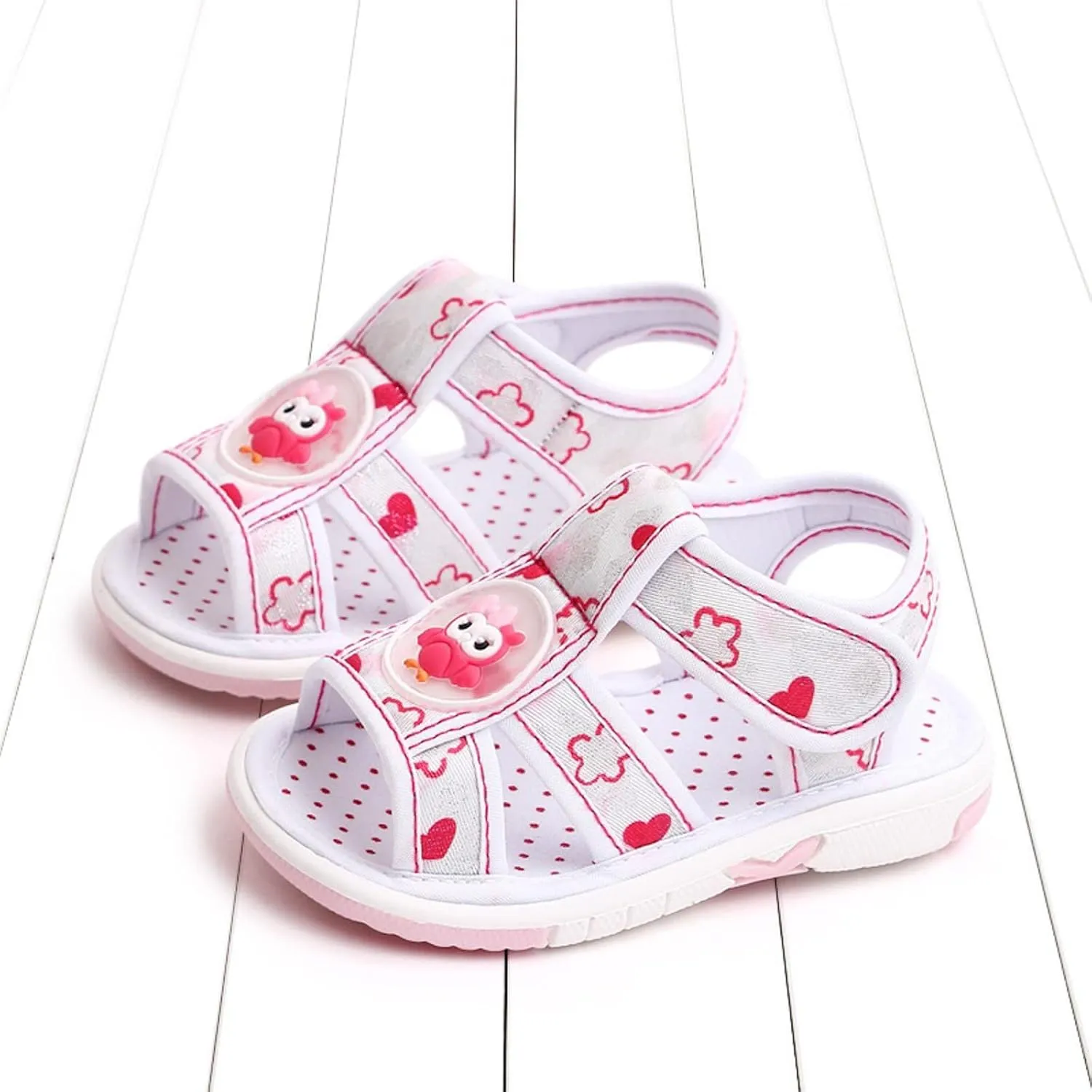 Baby Boy Girl Summer Sandals Infant Squeaky Shoes Lightwight Non-Slip Toddler Flat Bottom Non Slip OpenToe Breathable Soft Infant Sandals