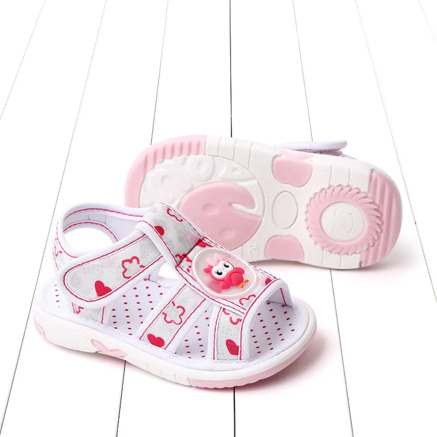 Baby Boy Girl Summer Sandals Infant Squeaky Shoes Lightwight Non-Slip Toddler Flat Bottom Non Slip OpenToe Breathable Soft Infant Sandals