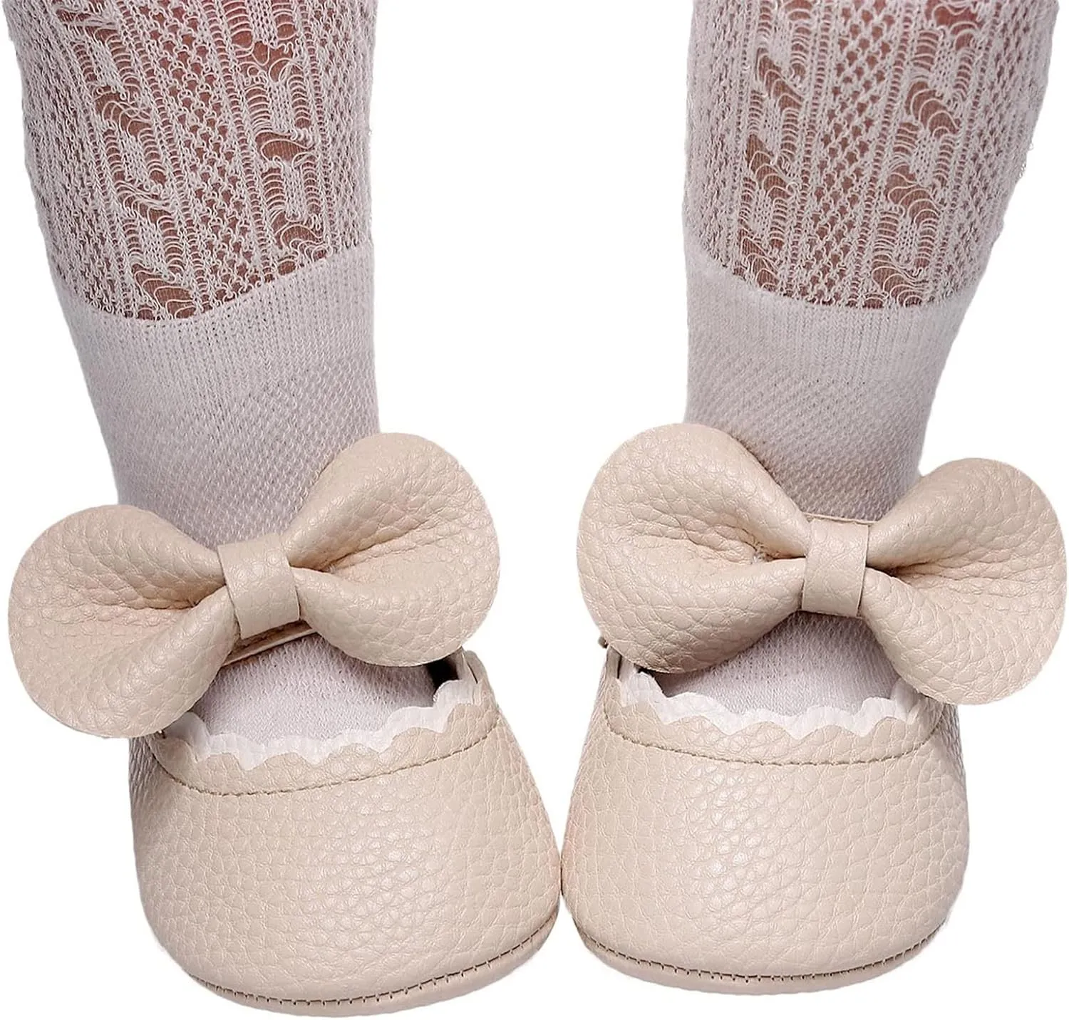 Baby Girl Booties 6-12 Months Infant Girls Single Shoes Ruffles Bowknot First Walkers Shoes Remy-18k Youth Girl's Fashion Flat Lace up Light Weight Glitter Sneaker Athletic Shoes