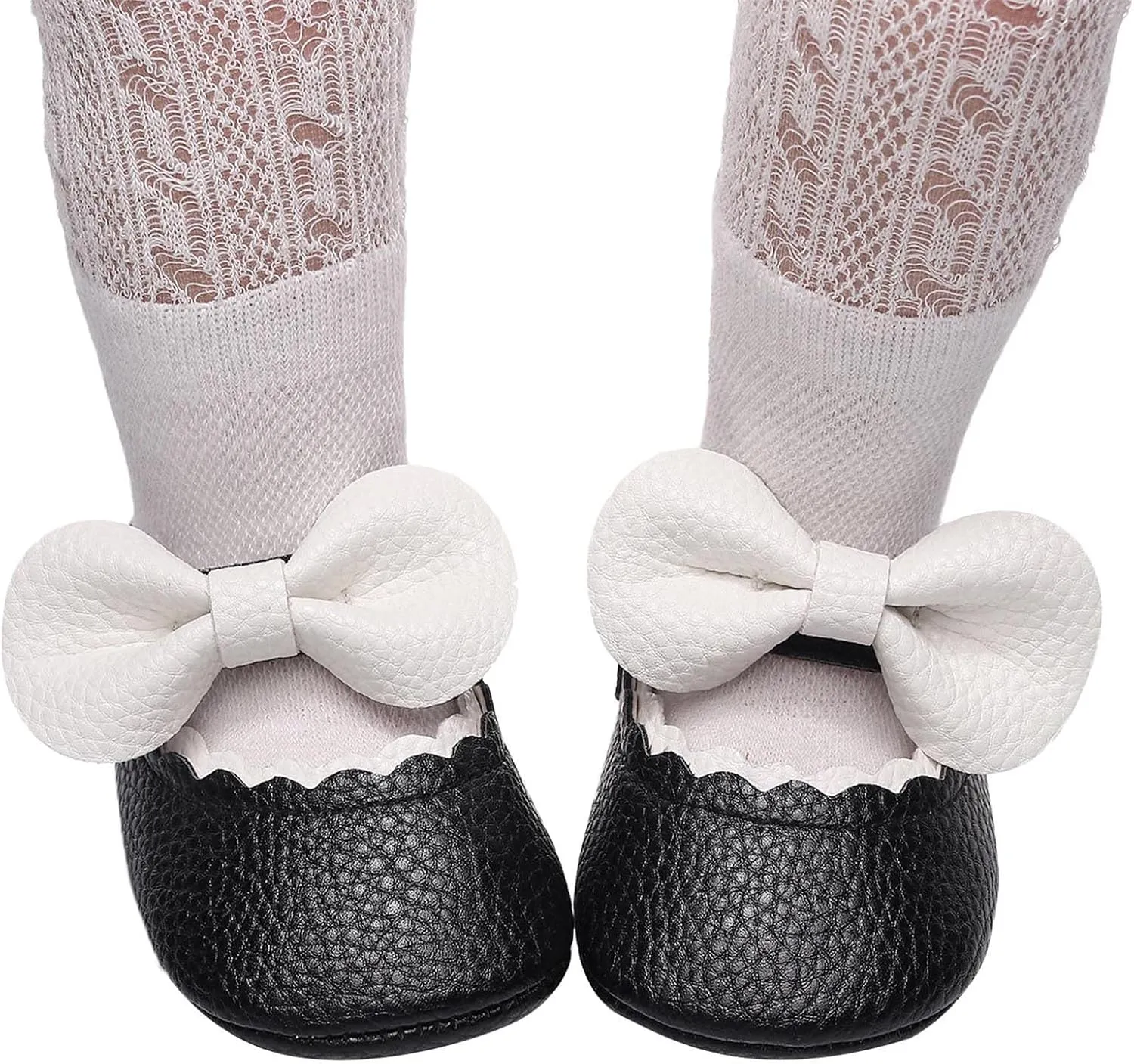 Baby Girl Booties 6-12 Months Infant Girls Single Shoes Ruffles Bowknot First Walkers Shoes Remy-18k Youth Girl's Fashion Flat Lace up Light Weight Glitter Sneaker Athletic Shoes