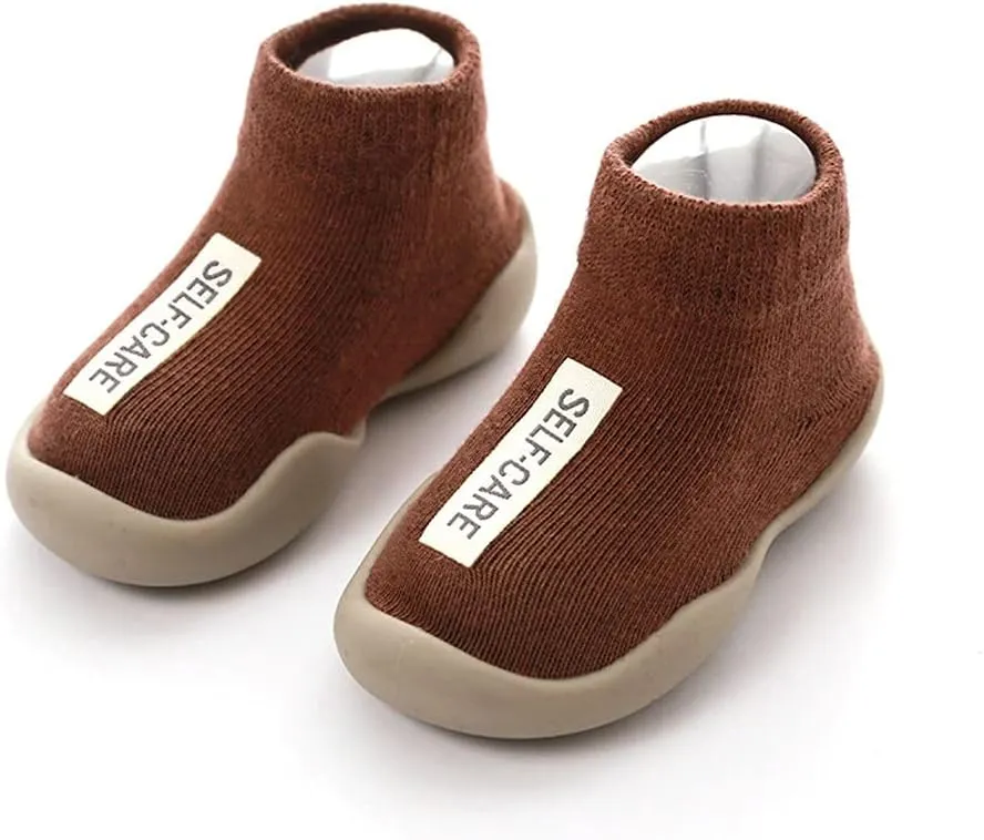 Baby Sock Shoes,1-5 Years Kids Toddler Boys Girls Solid Sock Shoes Letter Anti-Slip Knitted Warm First Walkers Shoes