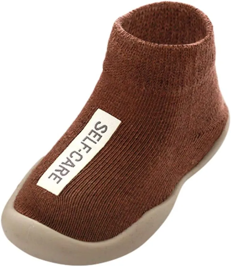 Baby Sock Shoes,1-5 Years Kids Toddler Boys Girls Solid Sock Shoes Letter Anti-Slip Knitted Warm First Walkers Shoes