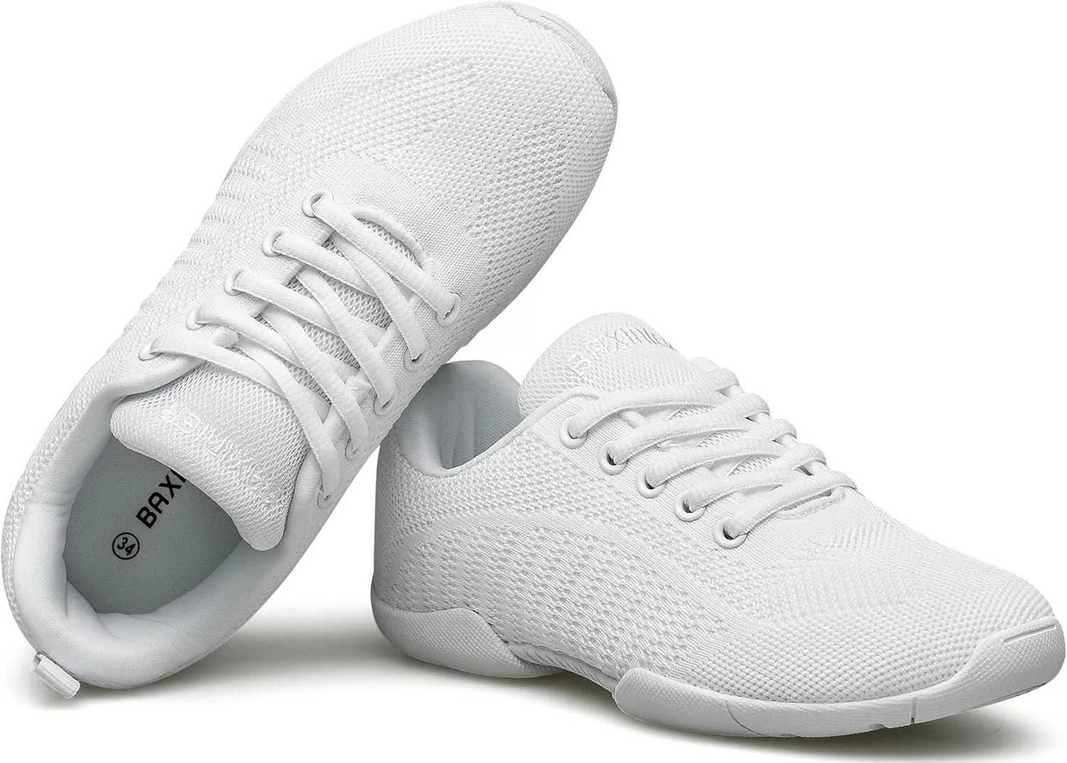 BAXINIER Girls White Cheerleading Shoes Breathable Youth Cheer Competition Sneakers Athletic Training Dance Tennis Walking Shoes