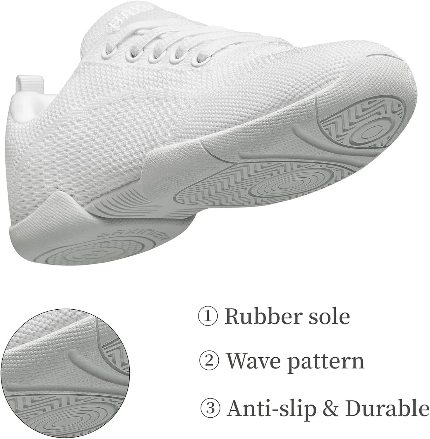 BAXINIER Girls White Cheerleading Shoes Breathable Youth Cheer Competition Sneakers Athletic Training Dance Tennis Walking Shoes