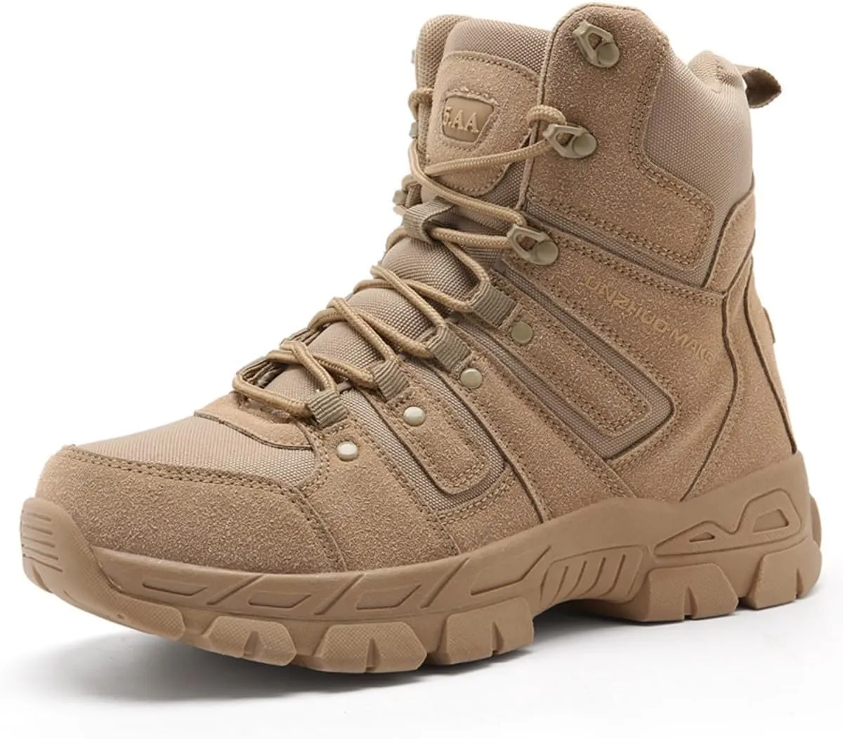 Bitiger Men's Combat Boots with Side Zipper Velcro and Casual Outdoor Mountaineering Trekking Commando Tactical Boots