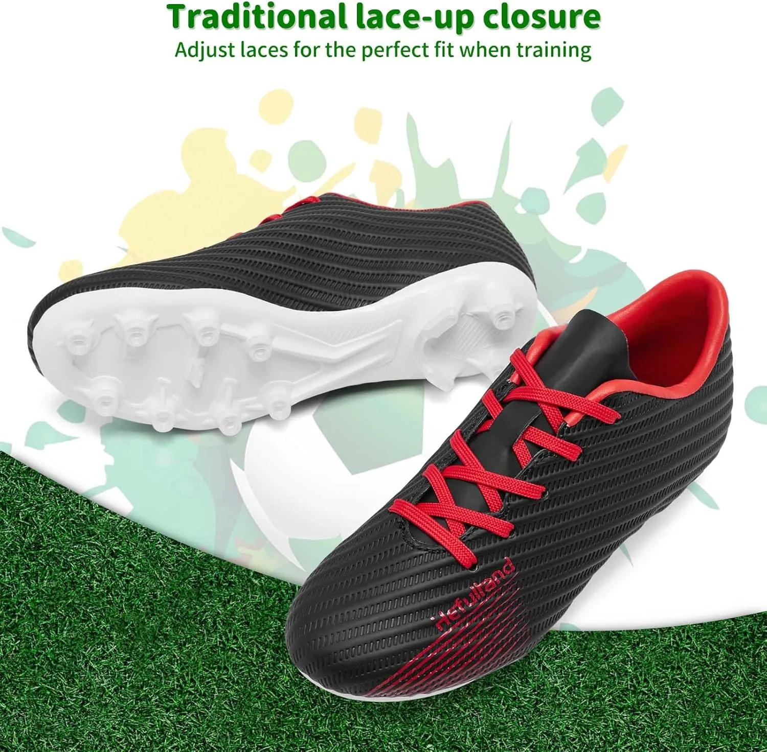 Boys Girls Soccer Cleats Youth Firm Groud Soccer Shoes Athletic Outdoor Training Football Cleats for Little/Big Kids