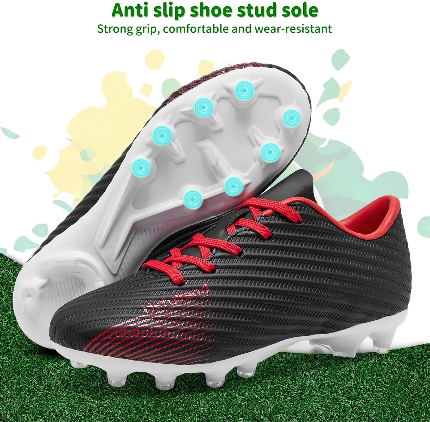 Boys Girls Soccer Cleats Youth Firm Groud Soccer Shoes Athletic Outdoor Training Football Cleats for Little/Big Kids