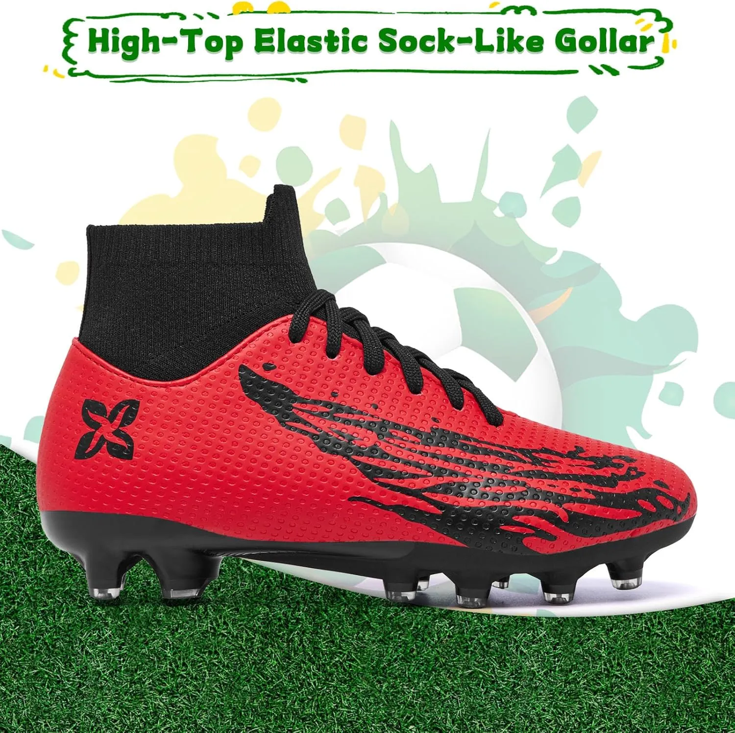 Boys Girls Soccer Cleats Youth Firm Groud Soccer Shoes Athletic Outdoor Training Football Cleats for Little/Big Kids