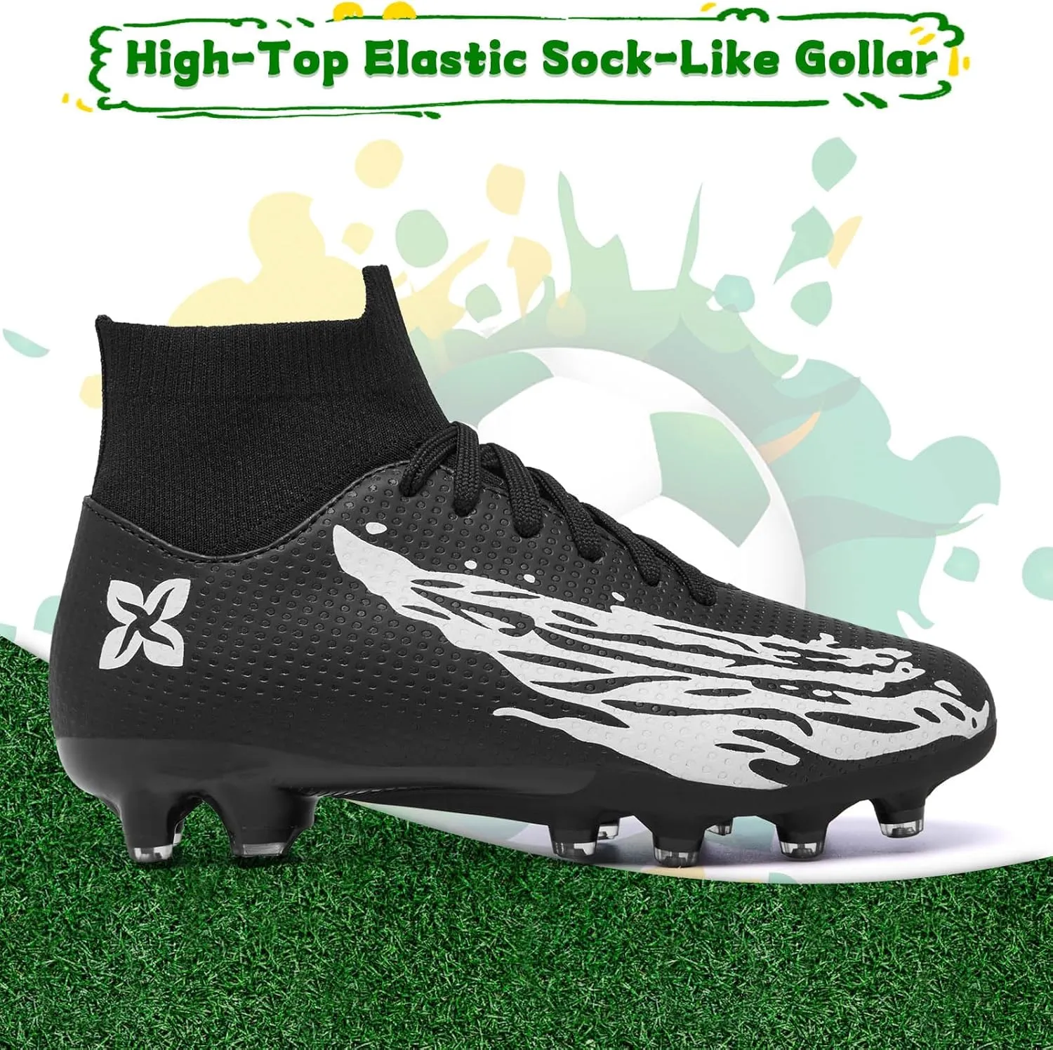 Boys Girls Soccer Cleats Youth Firm Groud Soccer Shoes Athletic Outdoor Training Football Cleats for Little/Big Kids