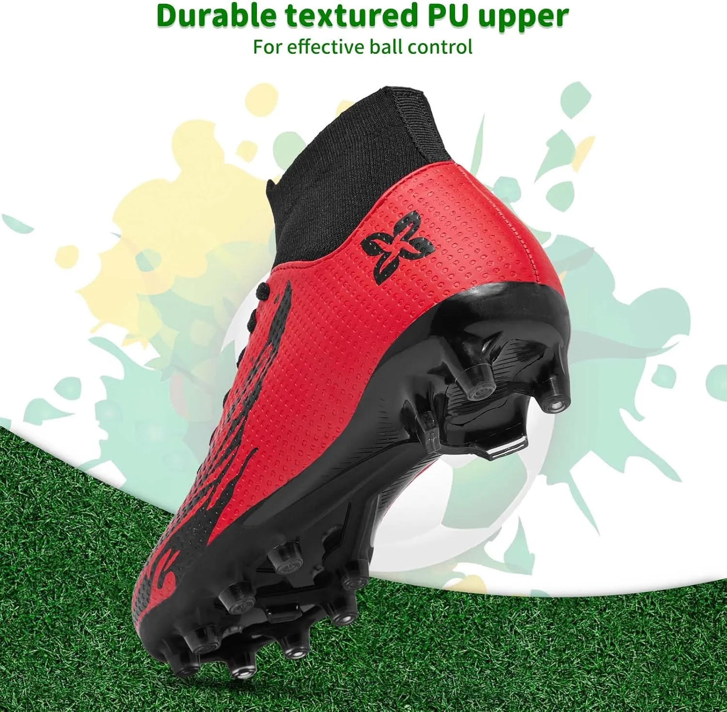 Boys Girls Soccer Cleats Youth Firm Groud Soccer Shoes Athletic Outdoor Training Football Cleats for Little/Big Kids