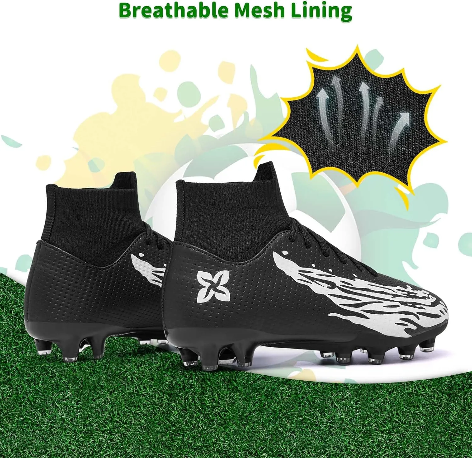 Boys Girls Soccer Cleats Youth Firm Groud Soccer Shoes Athletic Outdoor Training Football Cleats for Little/Big Kids