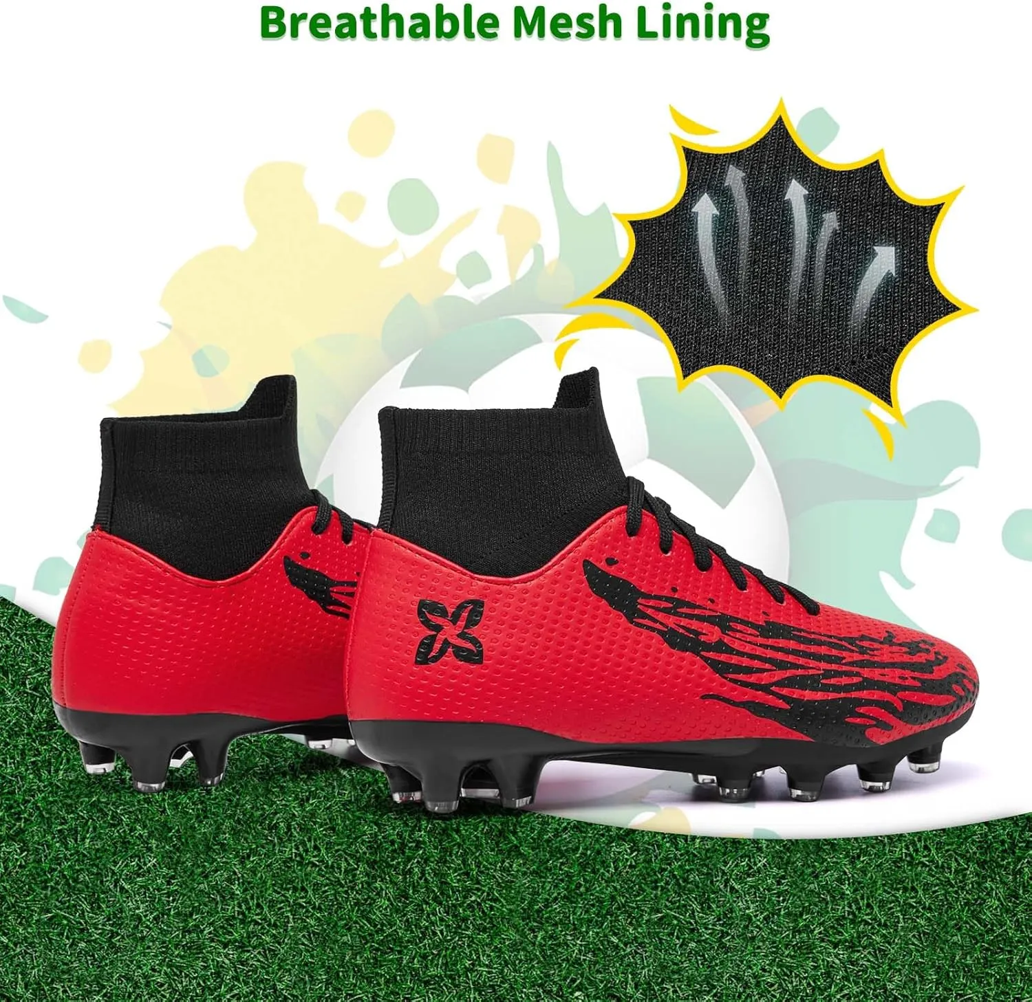 Boys Girls Soccer Cleats Youth Firm Groud Soccer Shoes Athletic Outdoor Training Football Cleats for Little/Big Kids