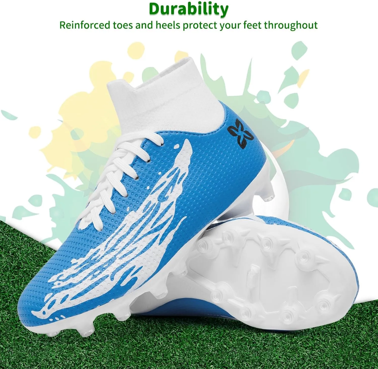 Boys Girls Soccer Cleats Youth Firm Groud Soccer Shoes Athletic Outdoor Training Football Cleats for Little/Big Kids