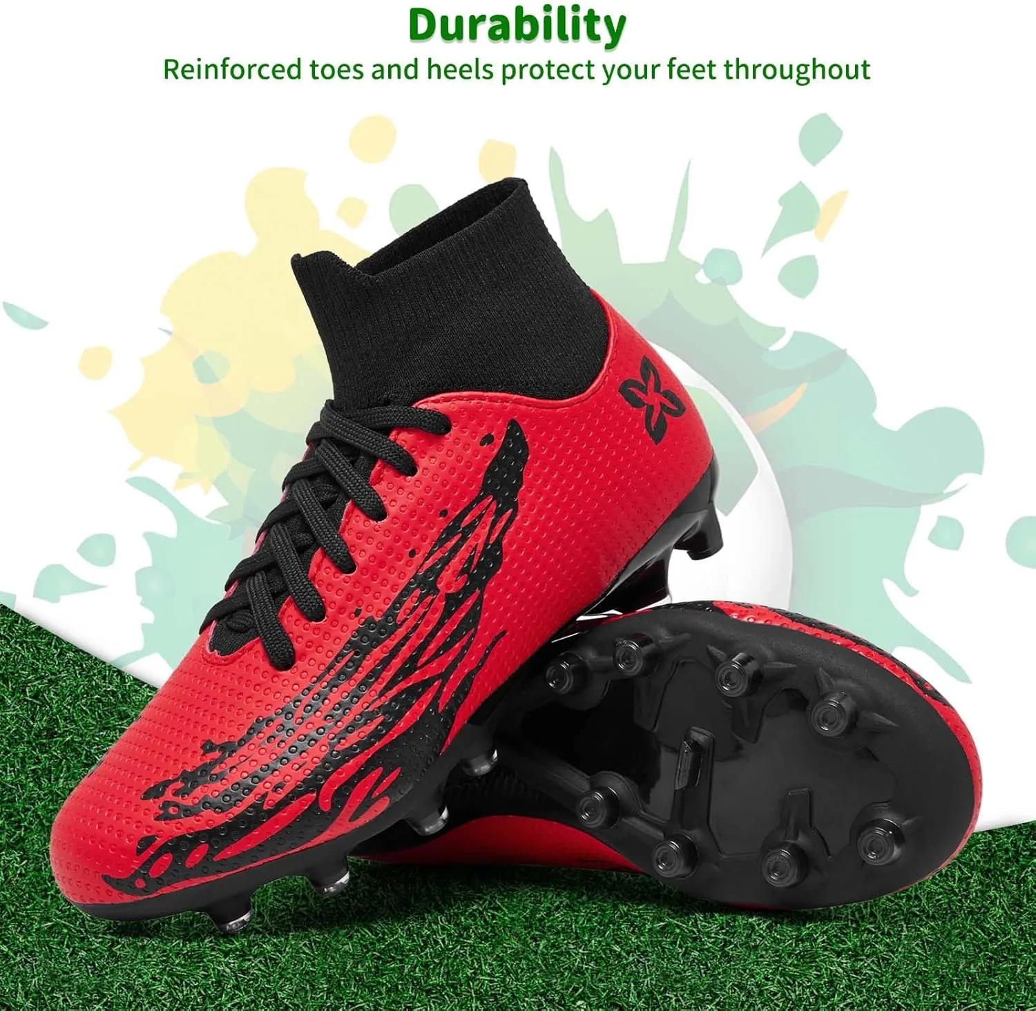 Boys Girls Soccer Cleats Youth Firm Groud Soccer Shoes Athletic Outdoor Training Football Cleats for Little/Big Kids