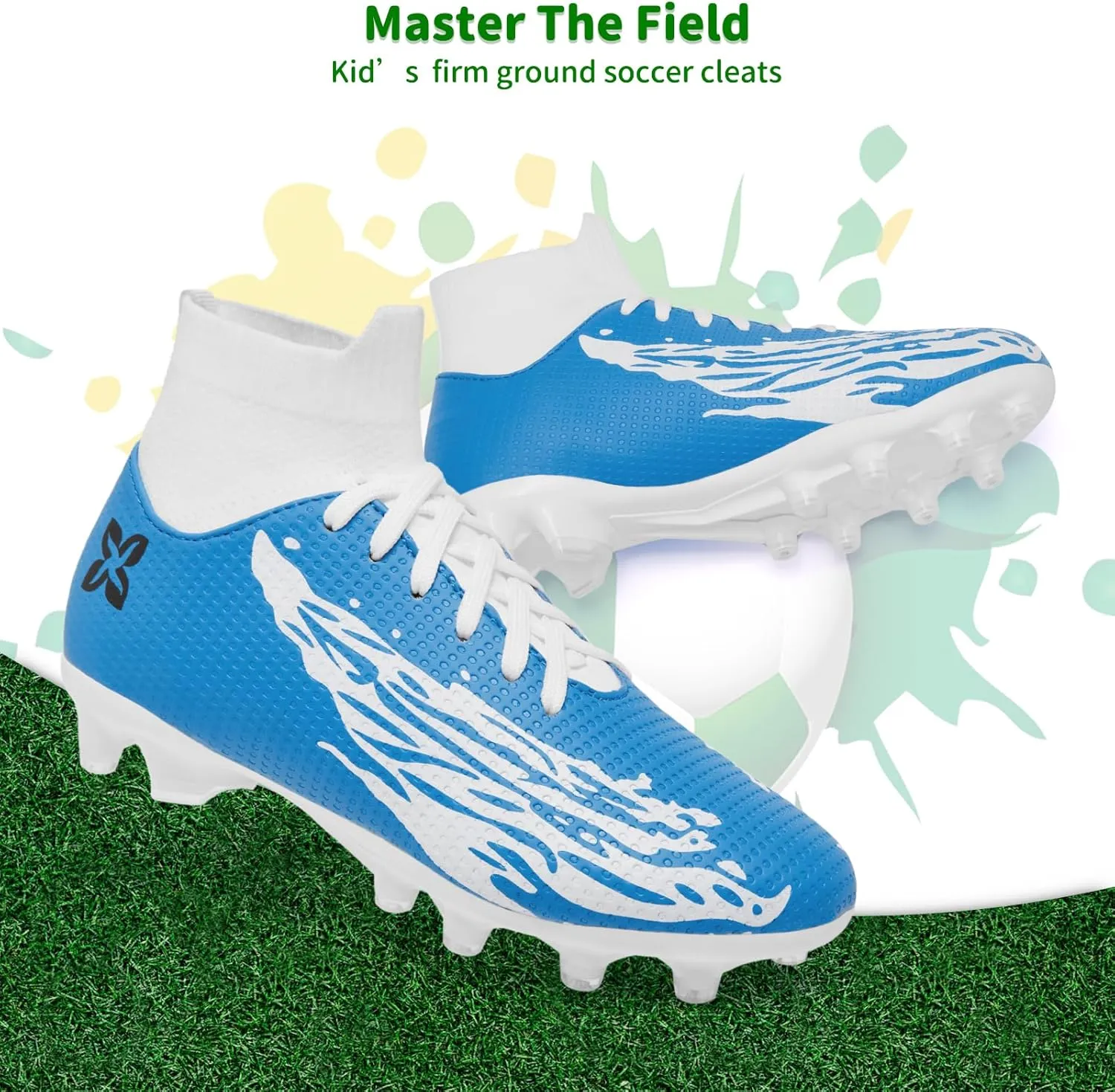 Boys Girls Soccer Cleats Youth Firm Groud Soccer Shoes Athletic Outdoor Training Football Cleats for Little/Big Kids