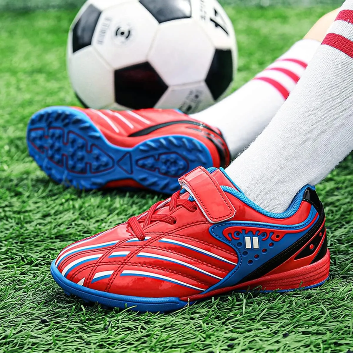 Boys Kids Youth Soccer Cleats Anti-Slip Football Boot Artificial Ground Soccer Shoes