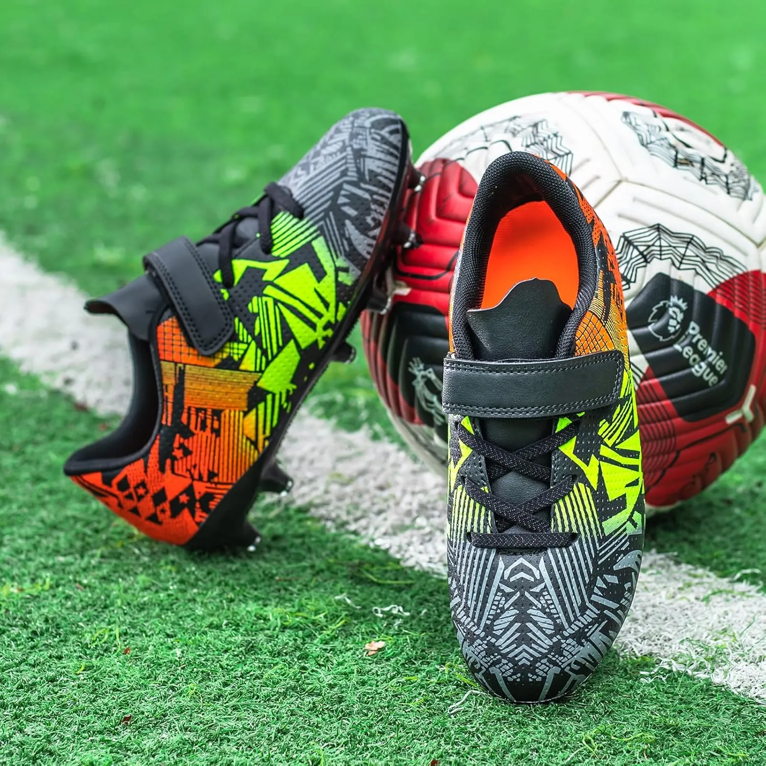 Boys Soccer Cleats for Kids Athletic Turf Shoes for Outdoor Training Easy to Wear Kids Soccer Shoes