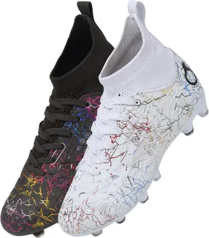 Boys' Soccer Shoes Kids Firm Ground Soccer Cleats Girls Athletic Sneakers Outdoor Turf Football Shoes for Little/Big Kid