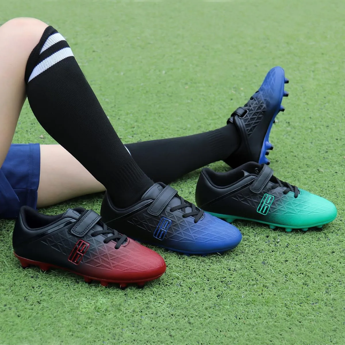 brooman Kids Firm Ground Soccer Cleats Boys Girls Athletic Outdoor Football Shoes