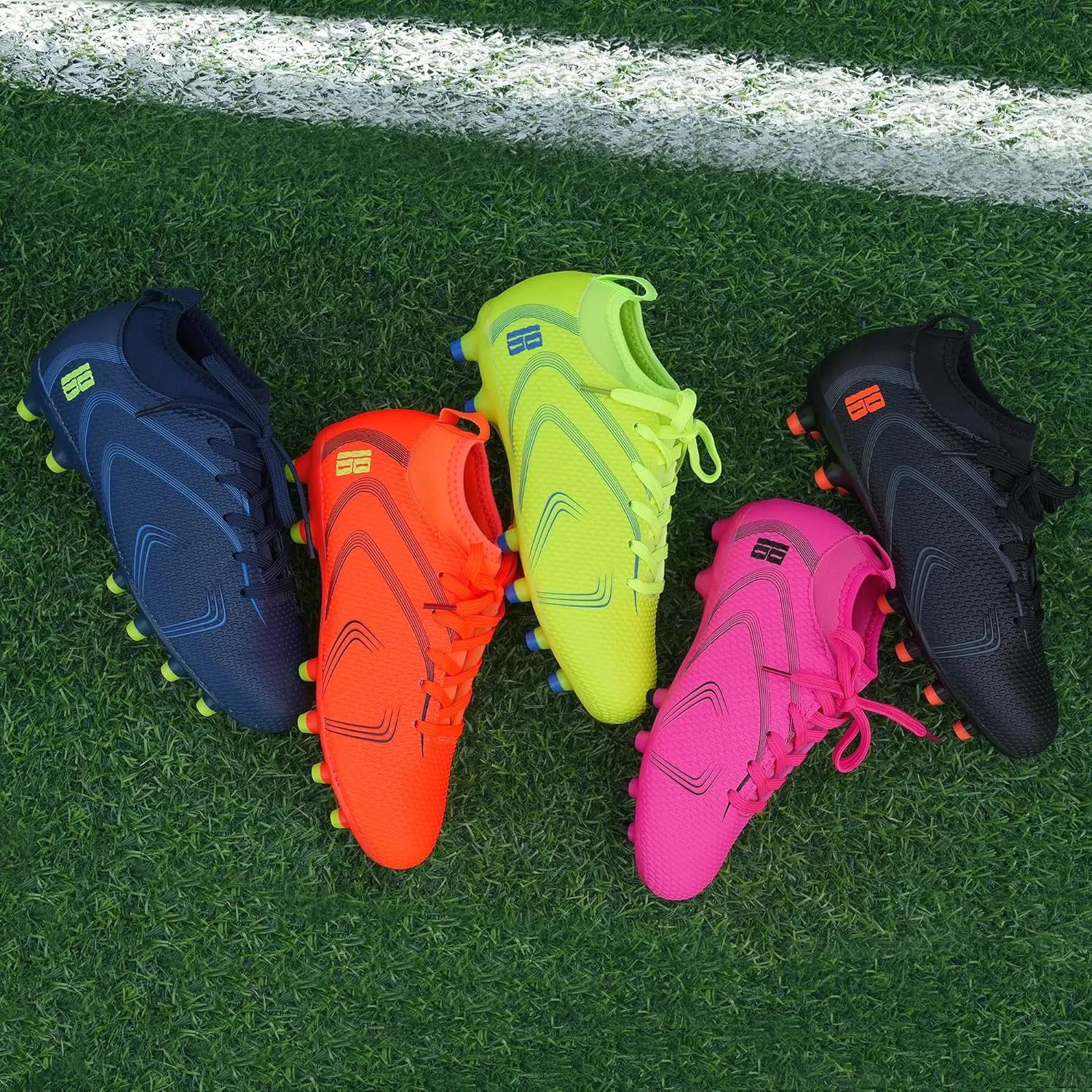 brooman Kids Firm Ground Soccer Cleats Boys Girls Outdoor Football Shoes