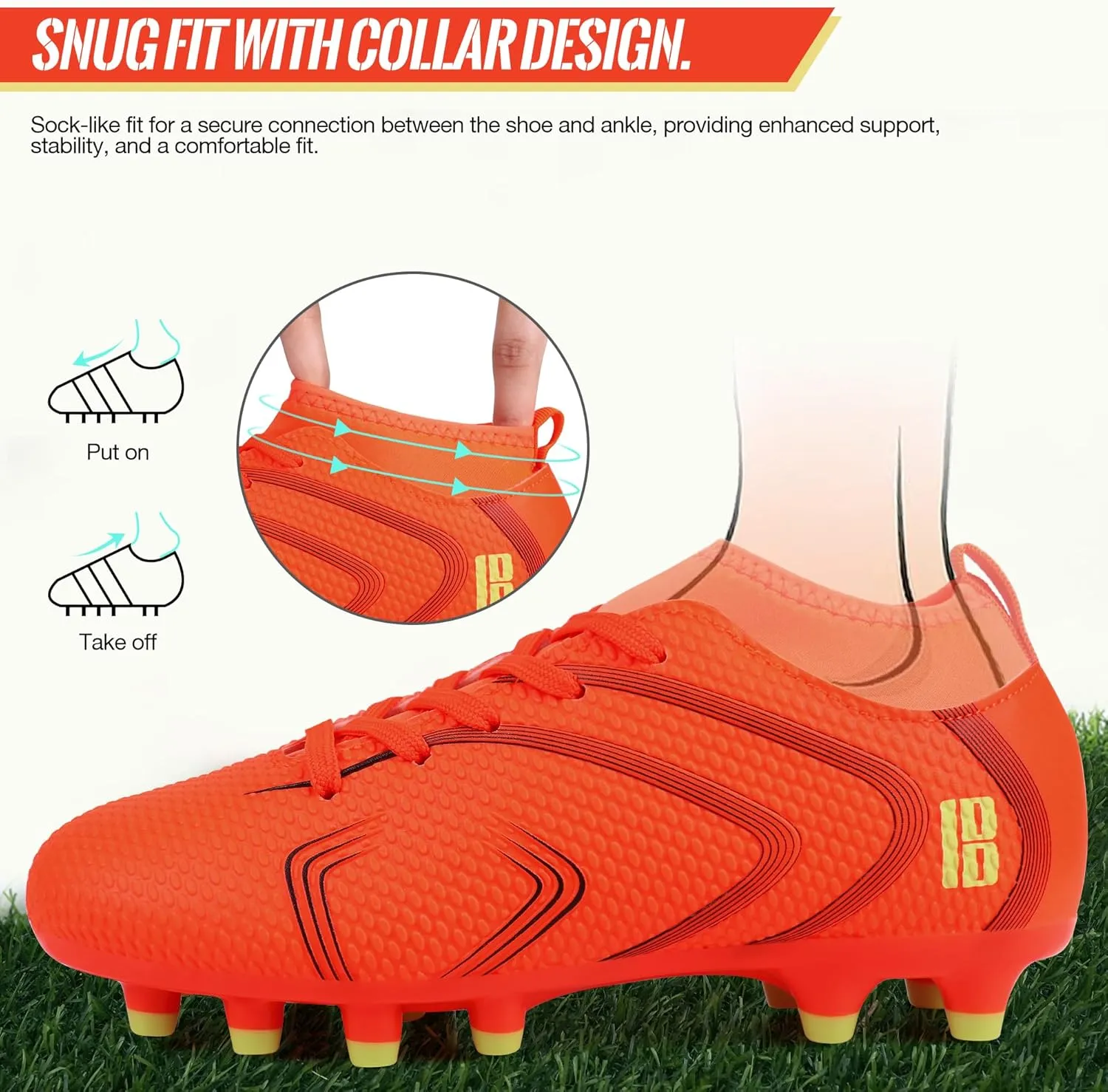 brooman Kids Firm Ground Soccer Cleats Boys Girls Outdoor Football Shoes