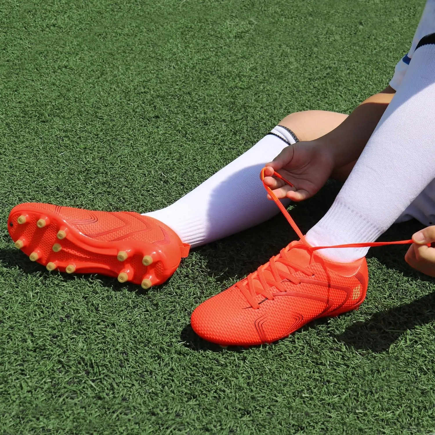 brooman Kids Firm Ground Soccer Cleats Boys Girls Outdoor Football Shoes