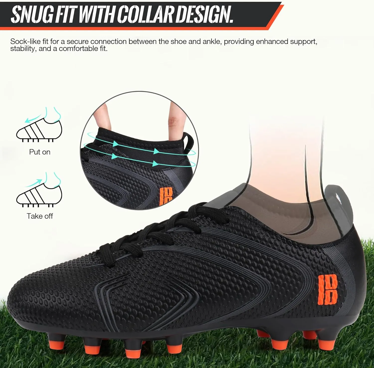 brooman Kids Firm Ground Soccer Cleats Boys Girls Outdoor Football Shoes