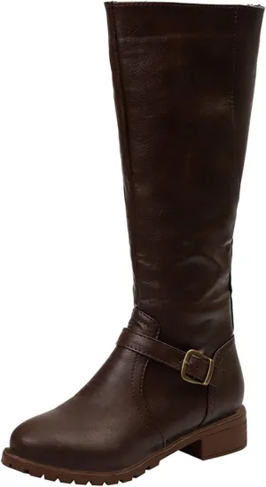 Cowboy Boots for Women Wide Width Boot Leather Boots Mid Calf Slouchy Round Toe Vintage Booties Winter Dressy Shoes