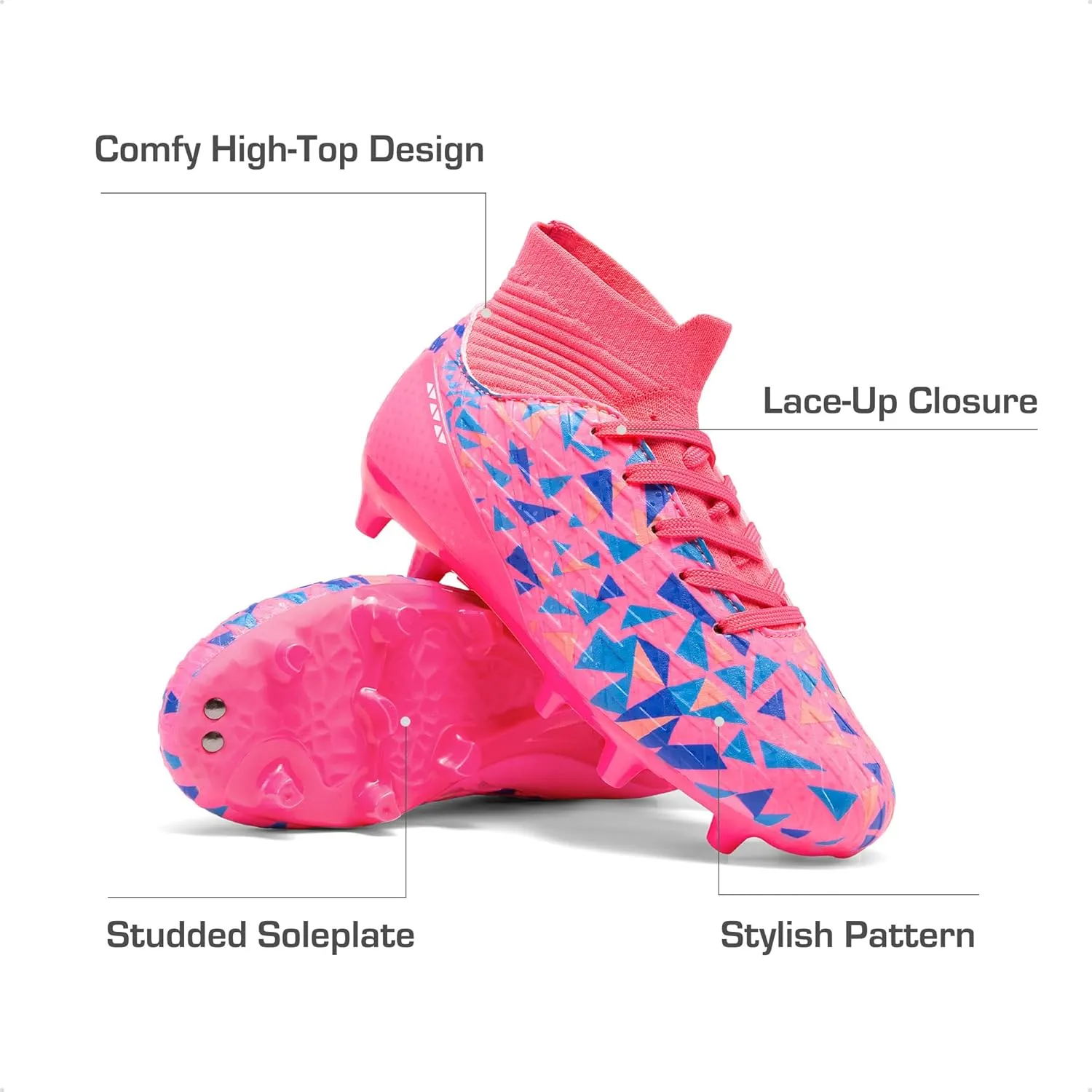 DREAM PAIRS Boys Football Cleats Youth High Top Firm Ground Soccer Shoes for Little/Big Kids